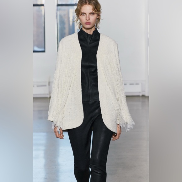 Zara Cream Fringe Blazer - Picture 2 of 16